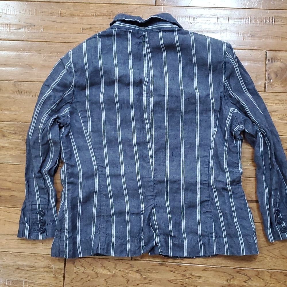 CAbi Linen Women's Striped Gray Jacket - Picture 5 of 7